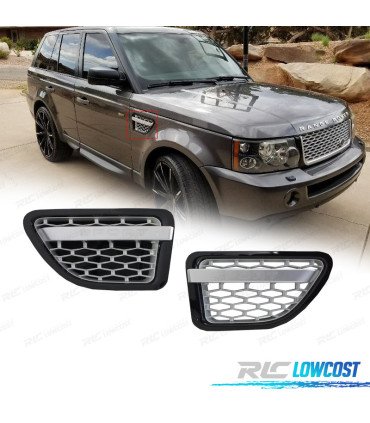 ENTRADAS DE AR LATERAIS RANGE ROVER SPORT 05-09 LOOK AUTOBIOGRAPHY PRETO PRATA