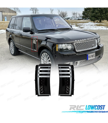 ENTRADAS DE AR LATERAIS RANGE ROVER VOGUE 05-12 LOOK AUTOBIOGRAPHY PRETO BRILHANTE CROMADO