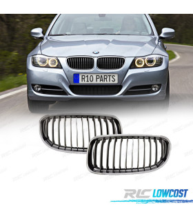 GRELHAS FRONTAIS BMW E90 08-12 PRETO CROMADO