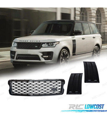 KIT GRELHA + ENTRADAS DE AR LATERAIS RANGE ROVER VOGUE 13-17 LOOK SVO PRETO BRILHANTE