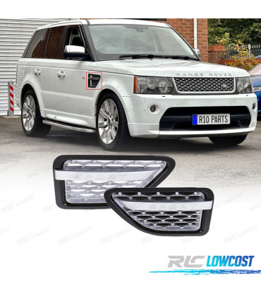 ENTRADAS DE AR LATERAIS RANGE ROVER SPORT 10-13 LOOK AUTOBIOGRAPHY PRETO BRILHANTE PRATA