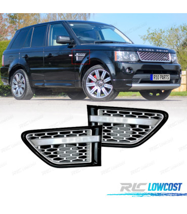 ENTRADAS DE AR LATERAIS RANGE ROVER SPORT 10-13 PRETO BRILHANTE PRATA LOOK AUTOBIOGRAPHY
