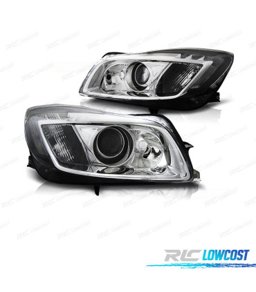 FAROIS FRONTAIS PARA OPEL INSIGNIA 08-13 LED FUNDO CROMADO