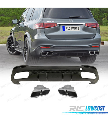 DIFUSOR TRASEIRO MERCEDES W167 20- + PONTEIRAS DE ESCAPE LOOK AMG GLS63