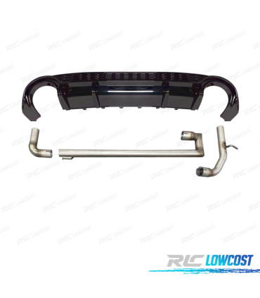 DIFUSOR AUDI A3 21- LOOK RS3 PRETO BRILHANTE + LINHA DE ESCAPE HATCHBACK