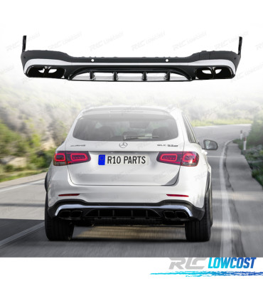 DIFUSOR MERCEDES X253 20-22 LOOK AMG GLC63 PRETO CROMADO