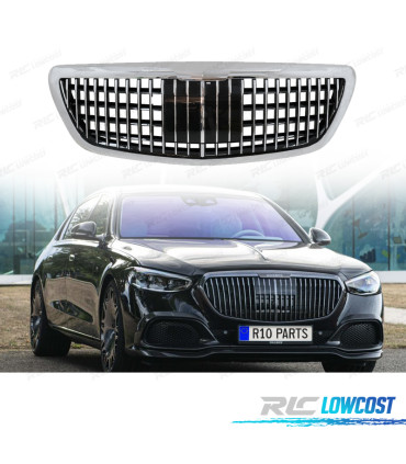 GRELHA MERCEDES W222 18-20 LOOK MAYBACH PRETO CROMADA
