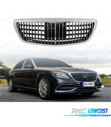 GRELHA MERCEDES W222 18-20 LOOK MAYBACH PRETO CROMADA