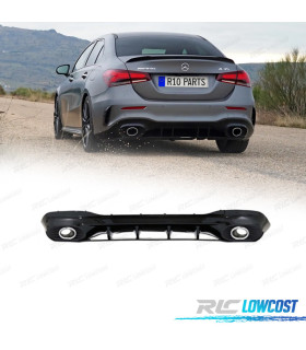 DIFUSOR TRASEIRO MERCEDES V177 AMG 18- LOOK A35 PRETO BRILHANTE PONTEIRAS DE ESCAPE