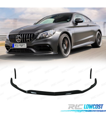 SPOILER LIP MERCEDES W205 C205 15-21 LOOK AMG C63 PRETO BRILHANTE