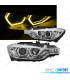 FARÓIS BMW F30 F31 11-15 ANGEL EYES LUZ DIURNA LED AMARELA FUNDO CROMADO