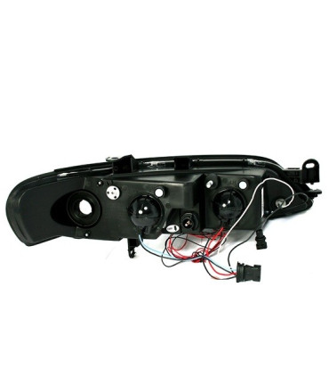 FARÓIS FRONTAIS ANGEL EYES PARA OPEL VECTRA B 95-98 FUNDO PRETO