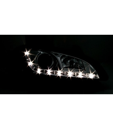 FARÓIS FRONTAIS LUZ DIURNA LED PARA OPEL TIGRA FUNDO CROMADO