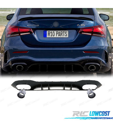 DIFUSOR MERCEDES CLASE A W177 18- A35 AMG BERLINA PRETO BRILHANTE + PONTEIRAS ESCAPE