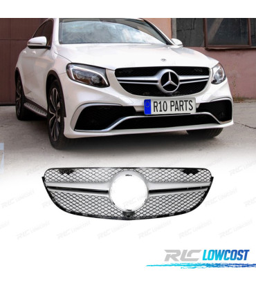 GRELHA DIANTEIRA MERCEDES GLC X253 LOOK SPORT 15-18 FOND PRETO CROMADO