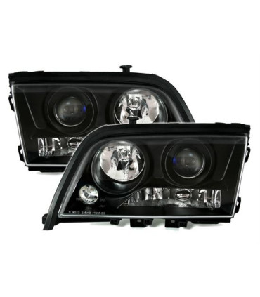 FARÓIS FRONTAIS PARA MERCEDES CLASSE C W202. 93-00 FUNDO PRETO