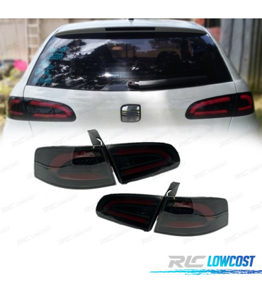FAROLINS TRASEIROS LED LIGHTBAR SEAT IBIZA 6L 02-08 CARDNA FUNDO PRETO
