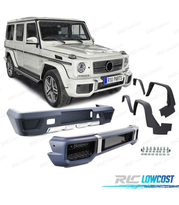 KIT DE CARROÇARIA MERCEDES CLASE G W463 LOOK AMG G65 PDC PARACHOQUES FRONTAL + TRASEIRO + 4 ABAS