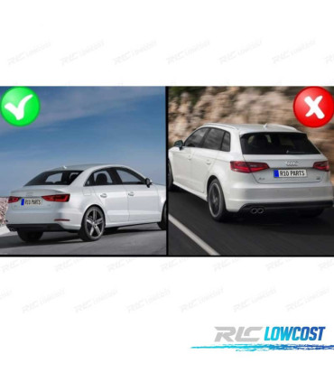 DIFUSOR PARACHOQUES TRASEIRO AUDI A3 8V 12-16 LOOK RS3 + PONTEIRAS