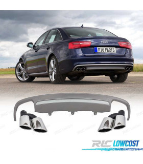 DIFUSOR AUDI A6 4G 10- LOOK S6 + PONTEIRAS DE ESCAPE