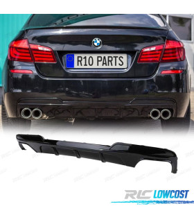 DIFUSOR TRASEIRO BMW F10 F11 10- DUPLA SAIDA LOOK M PERFORMANCE PRETO BRILHANTE
