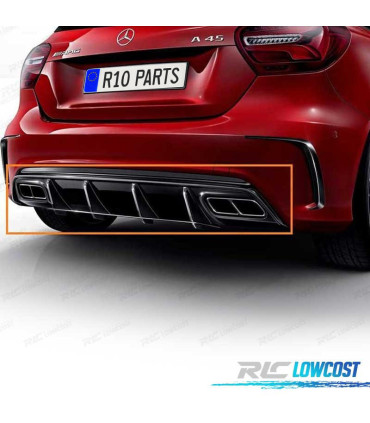 DIFUSOR TRASEIRO MERCEDES CLASE A W176 AMG 12-18 LOOK A45 PRETO BRILHANTE