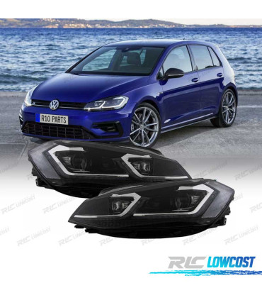 CONJUNTO FARÓIS FULL LED DINÂMICOS VOLKSWAGEN VW GOLF 7.5 17-19 LOOK R LINE