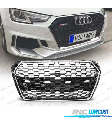GRELHA FRONTAL AUDI A4 B9 15-19 LOOK RS4 CROMADO PRETO PDC