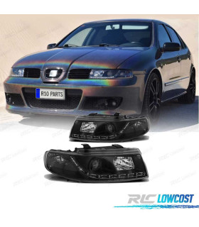 FARÓIS COM LUZ DIURNA SEAT LEON TOLEDO 99-04 FUNDO PRETO