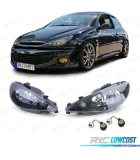 FARÓIS PEUGEOT 206 98-06 FUNDO PRETO H4 OEM