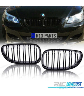 GRELHAS FRONTAIS DUPLAS BMW E60 03-10 PRETO BRILHANTE LOOK M5