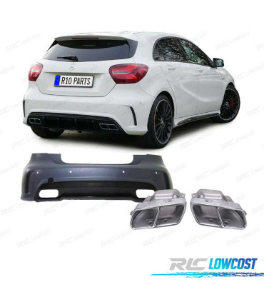 KIT CARROÇARIA PARA-CHOQUES MERCEDES AMG A45 CLASSE A W176 COM PDC + LAVA-FARÓIS + PONTEIRAS