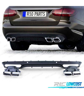 DIFUSOR MERCEDES CLASE C S205 14-18 LOOK AMG PRETO MATE + PONTEIRAS DE ESCAPE