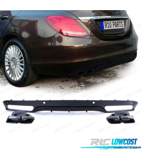 DIFUSOR MERCEDES CLASE C W205 SEDAN 14-18 LOOK AMG PRETO MAT + PONTEIRAS ESCAPE