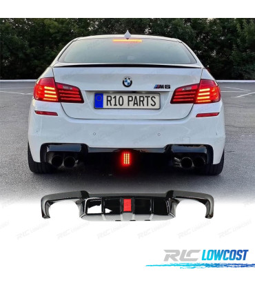 DIFUSOR BMW F10 11-17 LOOK M5 PRETO BRILHANTE COM LUZ DE TRAVAGEM