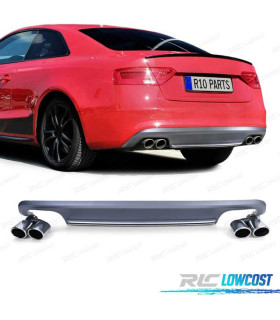 DIFUSOR + PONTEIRAS DE ESCAPE DUPLAS AUDI A5 12-16 COUPE CABRIO LOOK S5