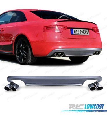 DIFUSOR + PONTEIRAS DE ESCAPE DUPLAS AUDI A5 12-16 COUPE CABRIO LOOK S5