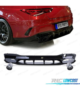 DIFUSOR MERCEDES CLA C118 19-23 AMG PRETO BRILHANTE + PONTEIRAS ESCAPE