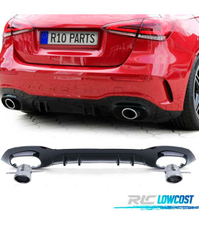 DIFUSOR MERCEDES CLASE A W177 18- A35 LOOK AMG PRETO BRILHANTE + PONTEIRAS ESCAPE