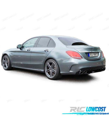 DIFUSOR MERCEDES CLASE C W205 SEDAN 18-21 LOOK AMG PRETO BRILHANTE + PONTEIRAS DE ESCAPE