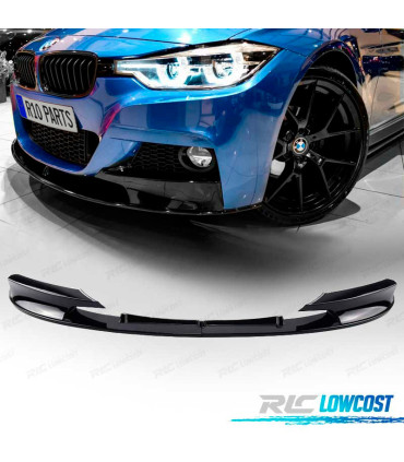 SPOILER LIP FRONTAL BMW F30 F31 LOOK M PERFORMANCE PRETO BRILHANTE ABS