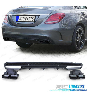 DIFUSOR MERCEDES CLASSE C W205 SEDAN 13-18 LOOK AMG + PONTEIRAS DE ESCAPE PRETAS