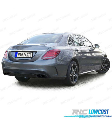 DIFUSOR MERCEDES CLASSE C W205 SEDAN 13-18 LOOK AMG + PONTEIRAS DE ESCAPE PRETAS
