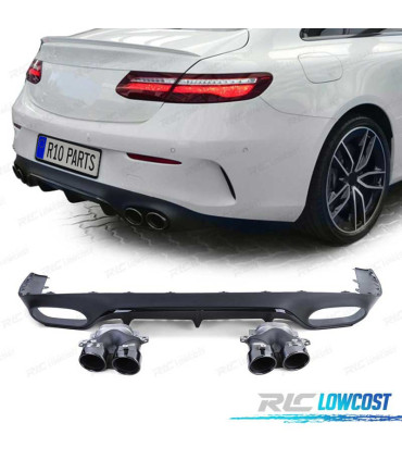 DIFUSOR MERCEDES CLASSE E C238 16- LOOK AMG E53 + PONTEIRAS DE ESCAPE PRETAS