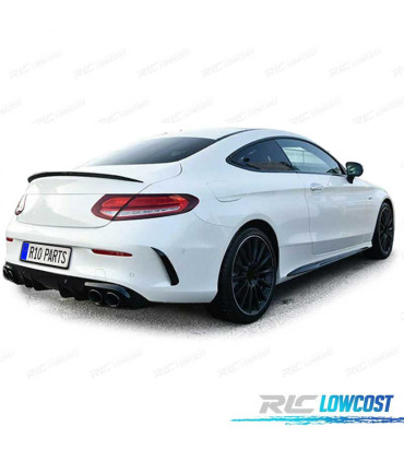 DIFUSOR MERCEDES CLASE C C205 COUPÉ 14-18 LOOK AMG PDC + PONTEIRAS DE ESCAPE PRETAS