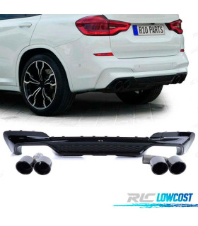 DIFUSOR BMW X3 G01 LOOK M PERFORMANCE PRETO BRILHANTE + PONTEIRAS ESCAPE