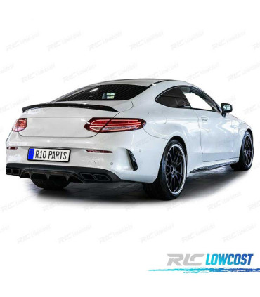 DIFUSOR MERCEDES CLASSE C C205 COUPÉ 15-18 LOOK AMG PDC PRETO + PONTEIRAS DE ESCAPE