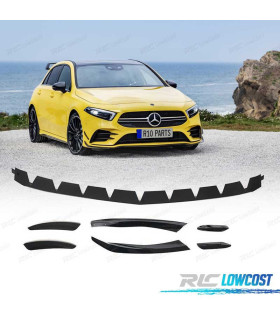 SPOILER LIP FRONTAL + SPLITTERS MERCEDES CLASE A W177 18- LOOK AMG PRETO BRILHANTE