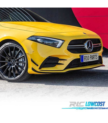 SPOILER LIP FRONTAL + SPLITTERS MERCEDES CLASE A W177 18- LOOK AMG PRETO BRILHANTE