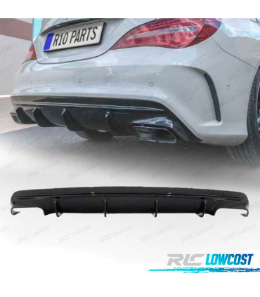 DIFUSOR TRASEIRO MERCEDES CLA W117 13-18 LOOK AMG CLA45 PRETO BRILHANTE